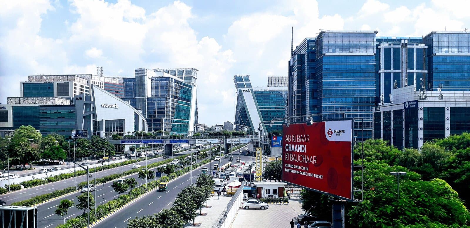 Office towers and expressway at Cyber City, Gurugram